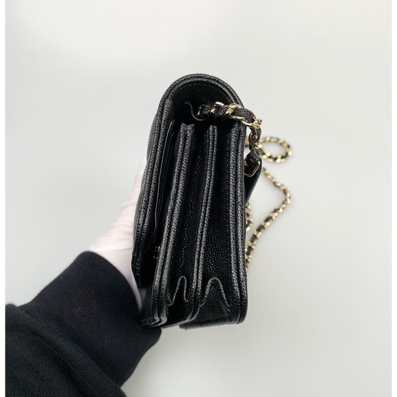 NIB Chanel Black Mini Caviar Wallet On Chain WOC - Picture 6 of 16
